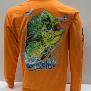 Salt life longsleeve style mahi head orange